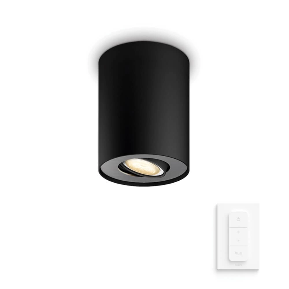 Deckenstrahler Hue Pillar - White Ambiance 1-flammig schwarz mit Schalter Philips 8719514338449