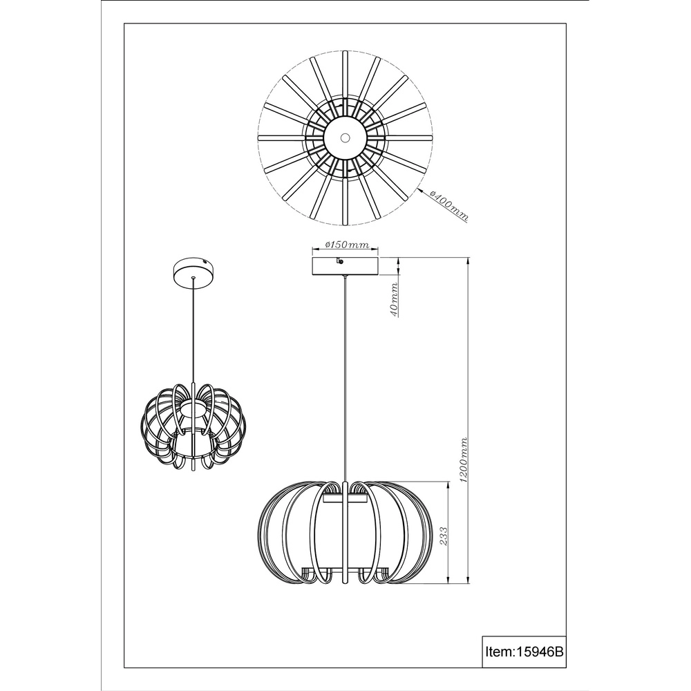 Schwarze Pendellampe Ribbon Konstruktion Globo 9007371575305
