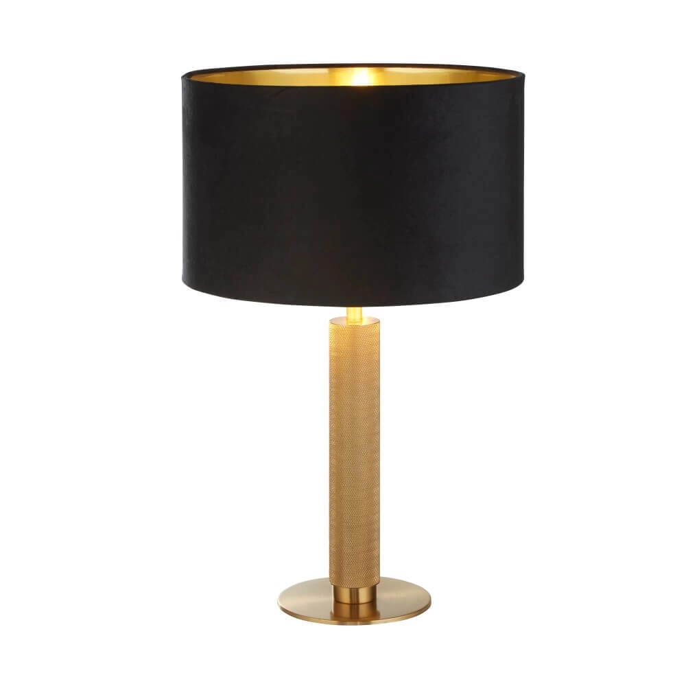Goldene Tischlampe London mit schwarzer Kapuze Searchlight 5053423256498