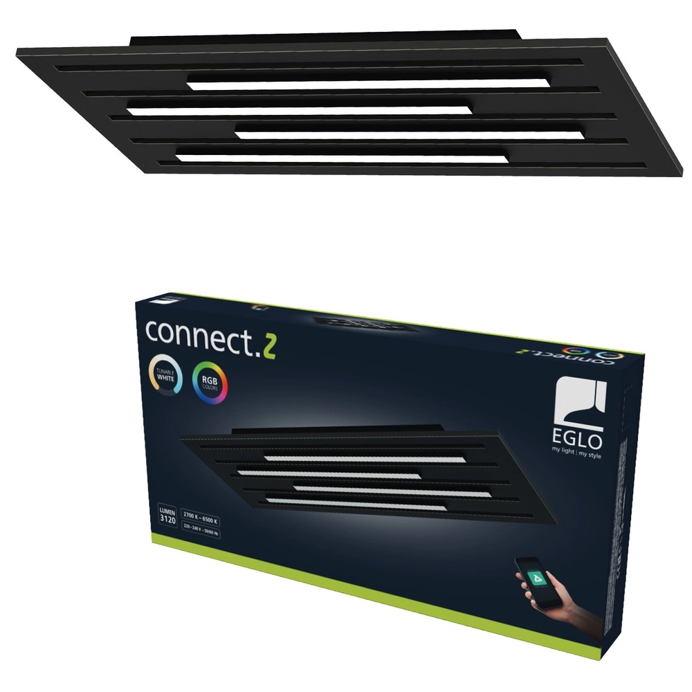 Intelligente Deckenbeleuchtung Pitrignani-Z Rechteck 60 x 30 cm schwarz Eglo 9008606390540
