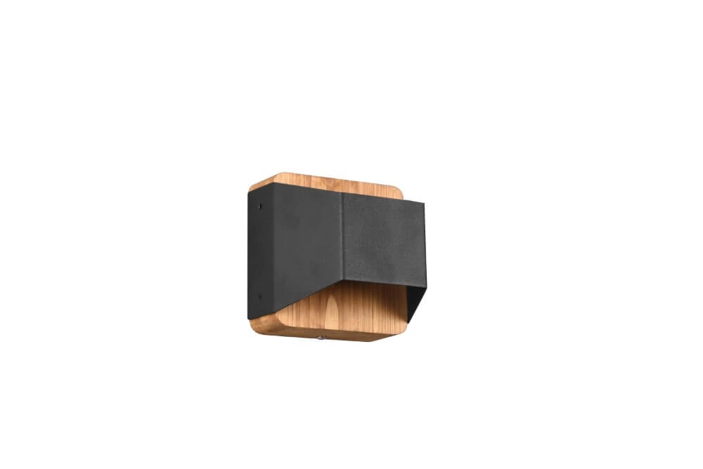 Wandlampe Arino 12cm schwarz mit Holzbraun Trio 4017807502756
