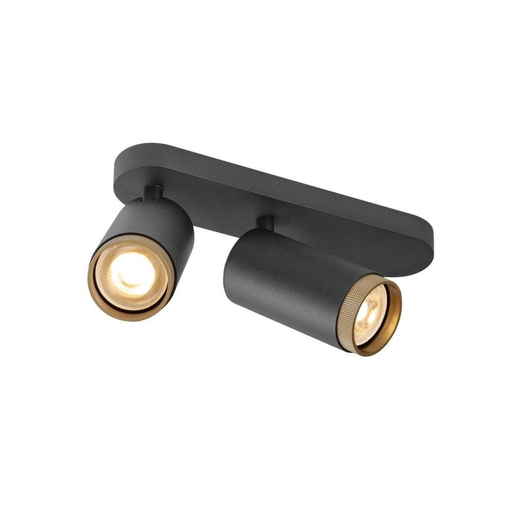 Aufputz-Spot Grip! L 2-flammig schwarz mit goldenem Ring SLV 4024163304399