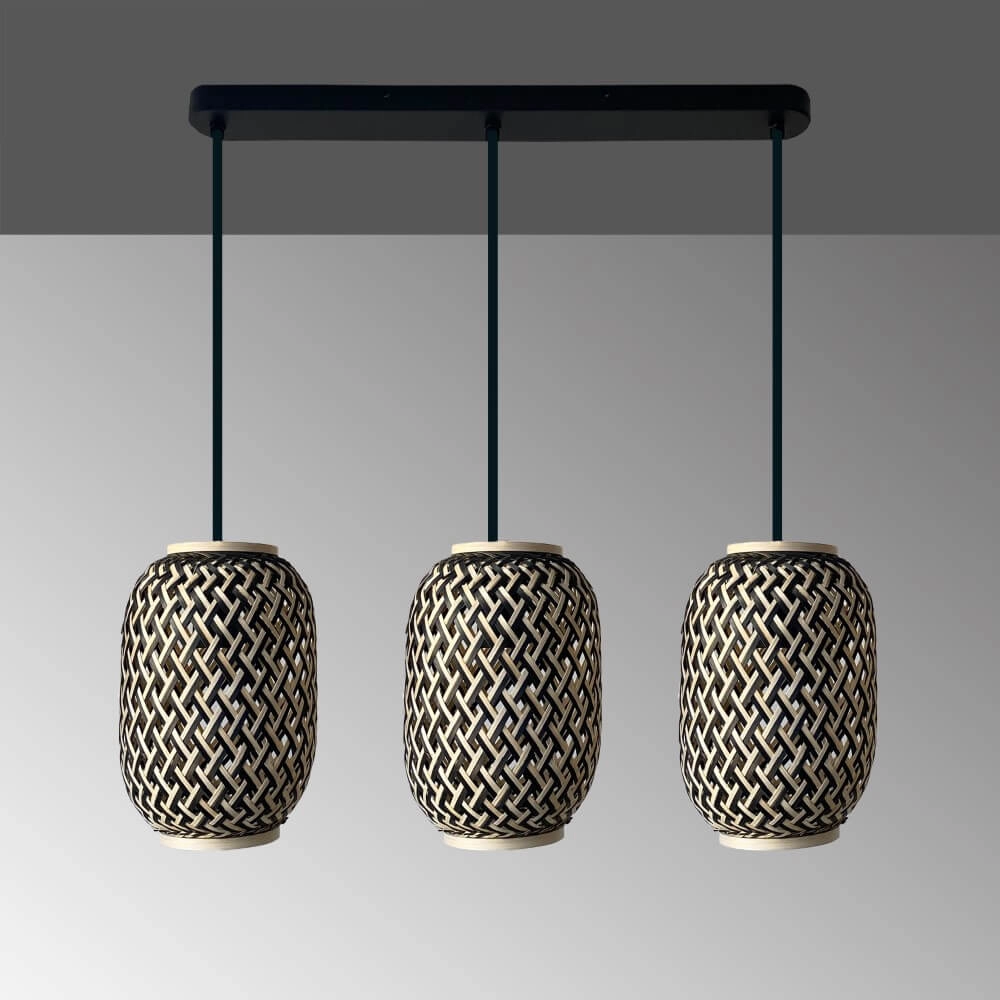 3-flammige Hängelampe aus Rattan Hummel Fischer & Honsel 4003694607063