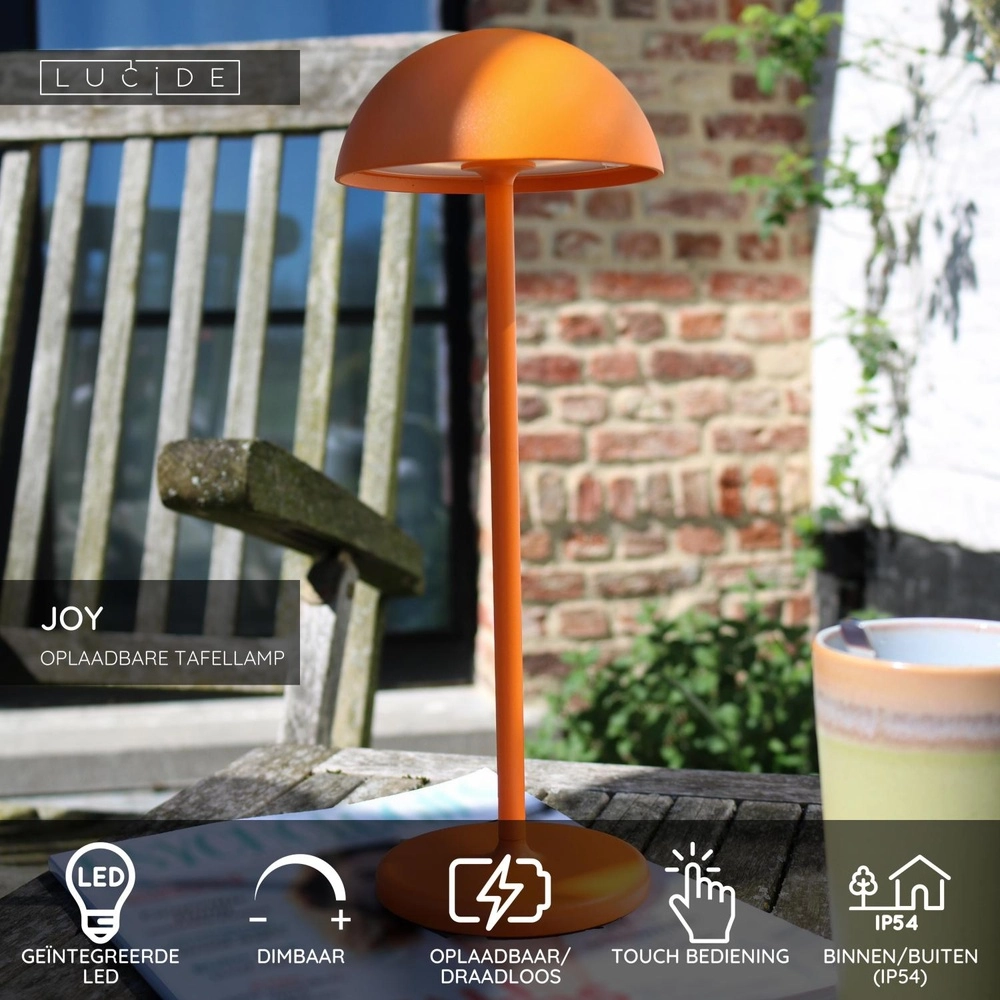 Wiederaufladbare Tischlampe Joy IP54 orange Lucide 5411212151988