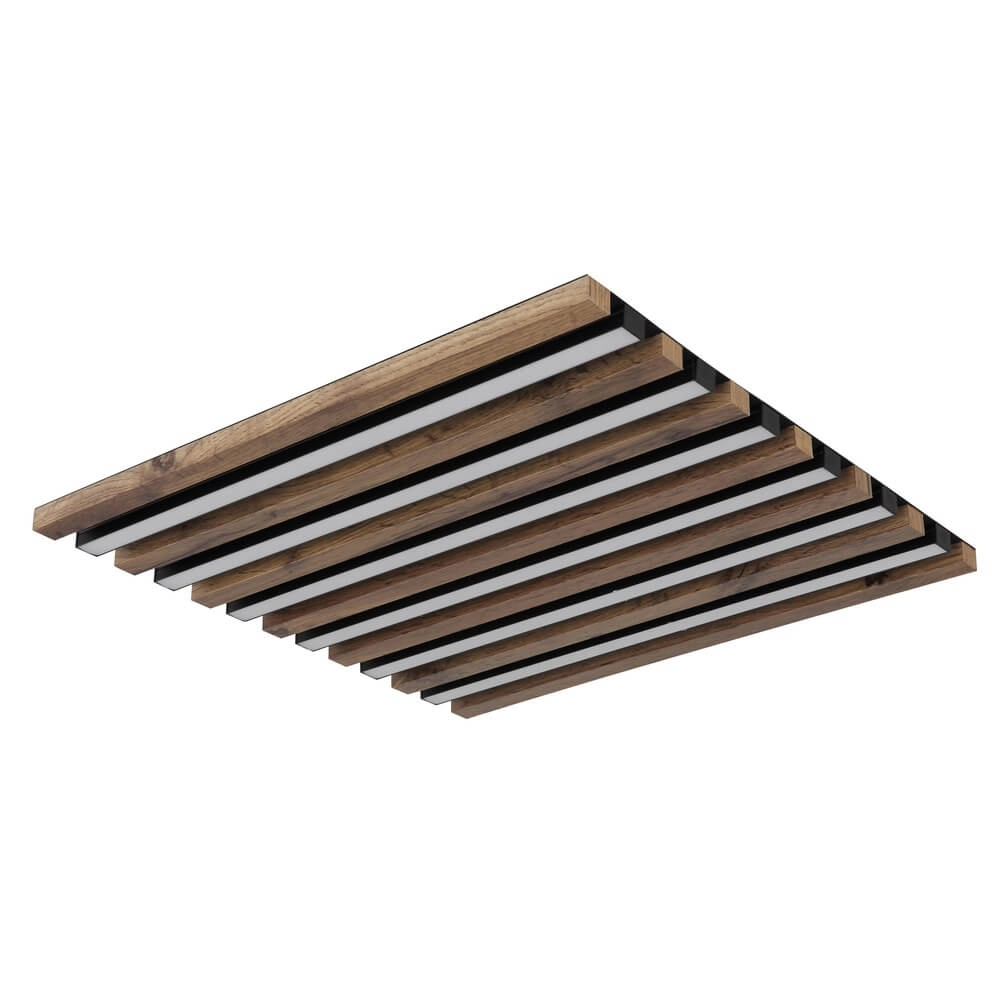 Deckenlampe Hayden schwarz mit Holz Quadrat 45cm Globo 9007371510641