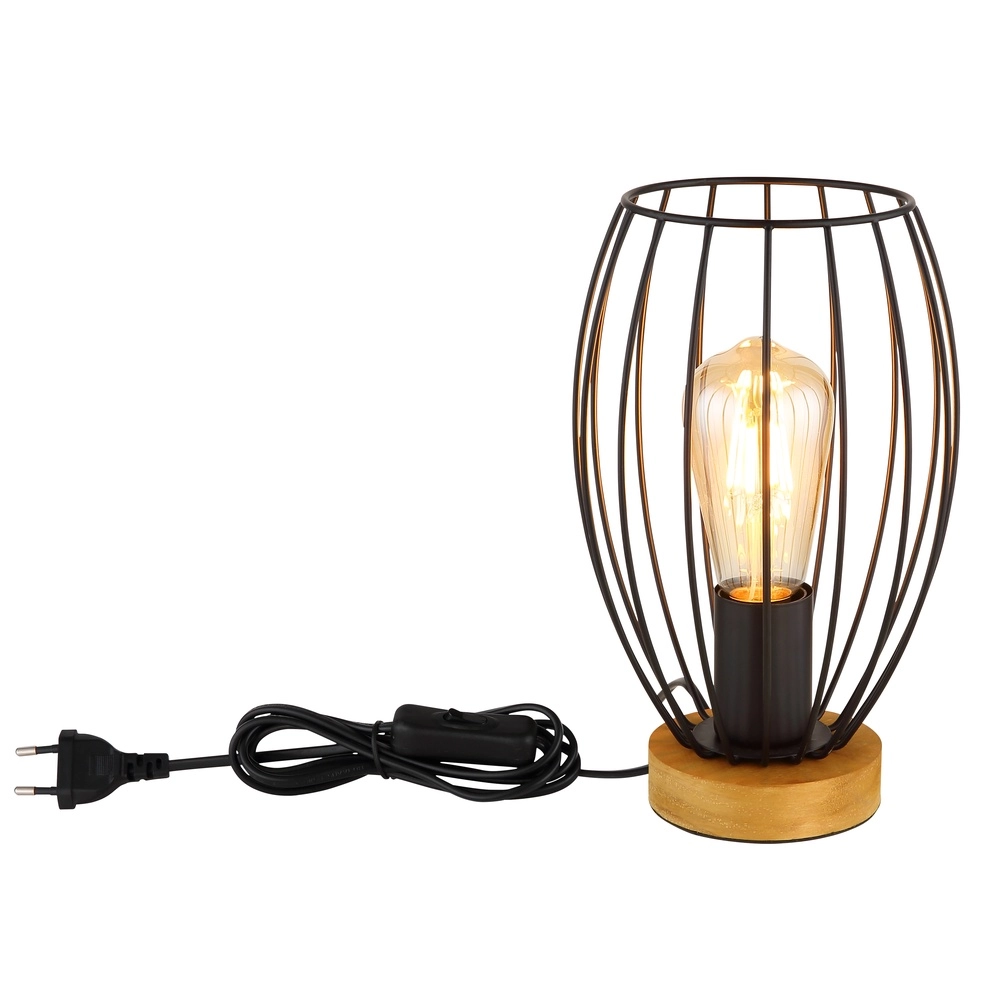 Tischlampe Berti Holz mit Schwarz Globo 9007371583324