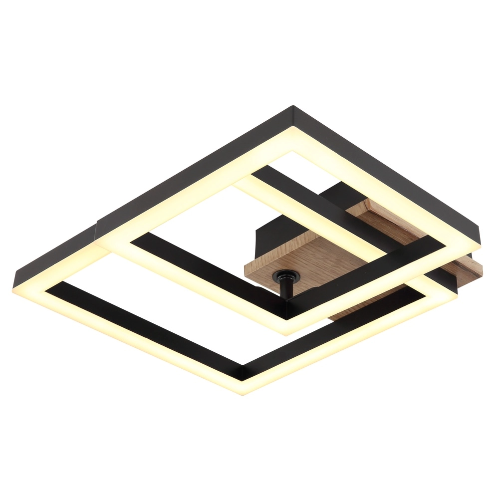 Deckenlampe Bard Schwarz mit Holz Globo 9007371455188