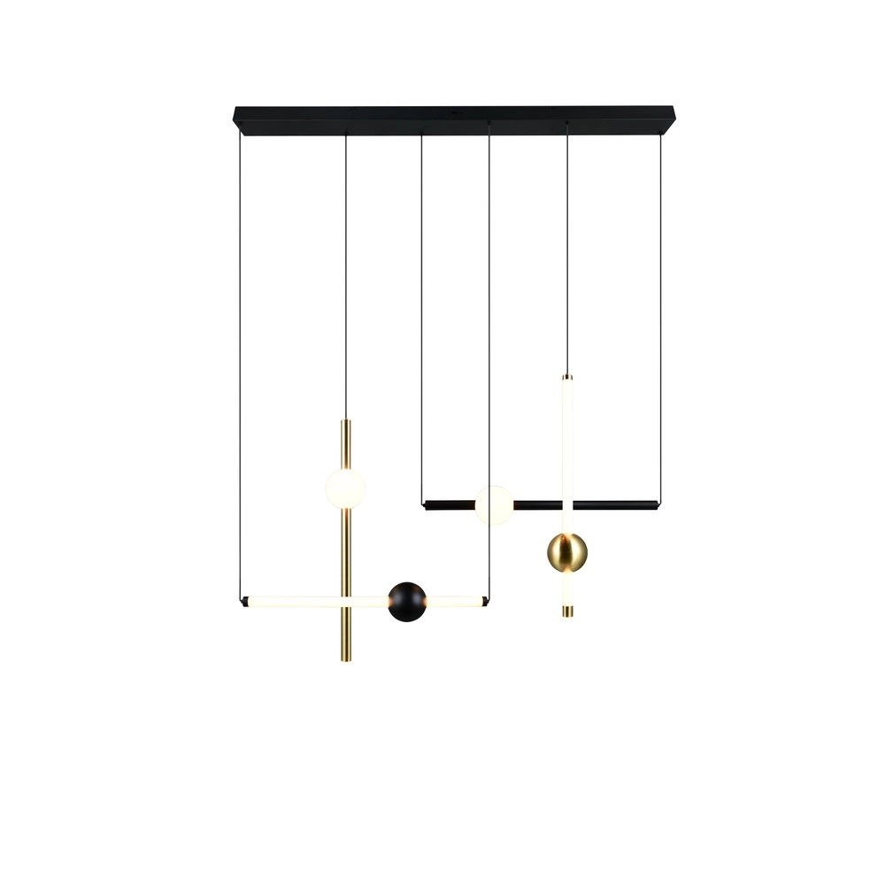 Moderne Pendelleuchte Melita schwarz mit gold Trio 4017807661910