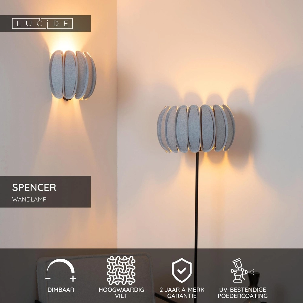 Wandlampe Spencer Grau Lucide 5411212343673