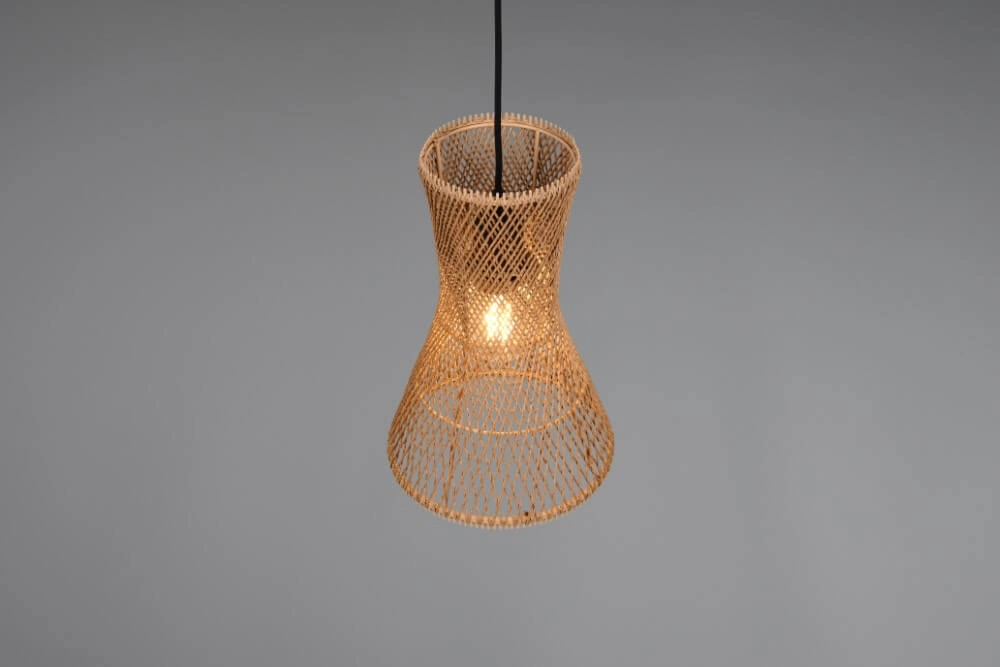 Design-Pendelleuchte Bijou schwarz mit Rattan Ø20cm Trio 4017807637304