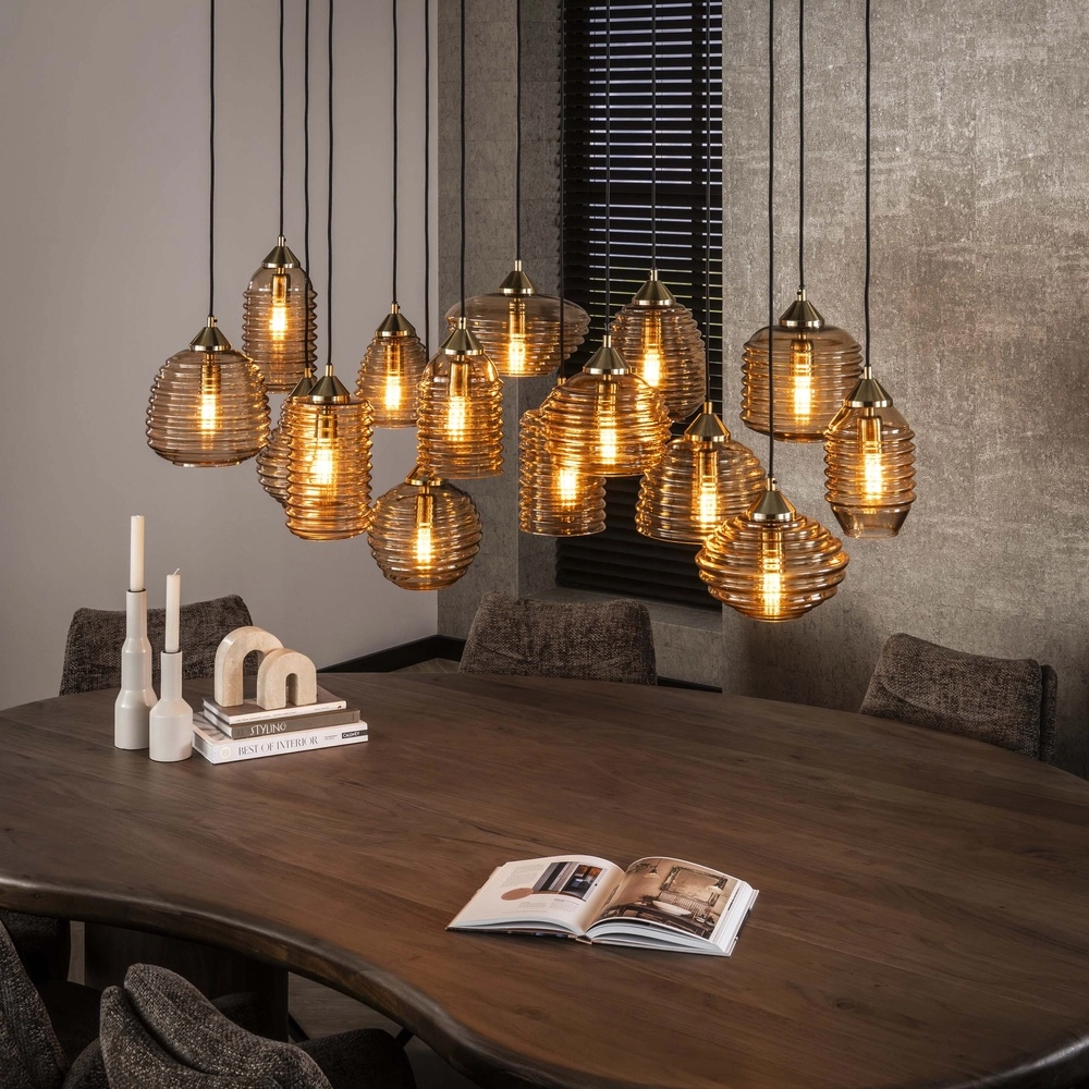 15-Licht Pendellampe Rib Geripptes Glas Lyora 8716803511132