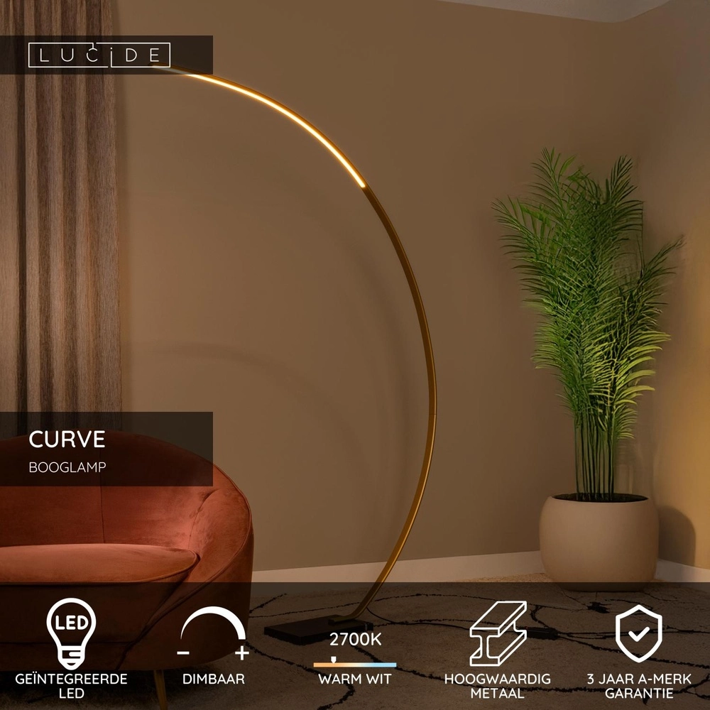 Design-Bogenlampe Curve Gold Lucide 5411212441720