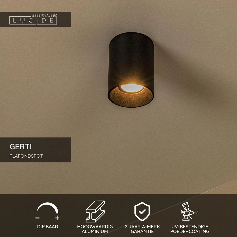 Oberflächenmontierter Spot Gerti Schwarz Lucide 5411212094315