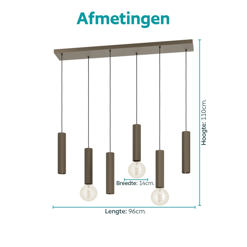 Design-Pendellampe Fariolo 6-Licht Bronze Gerade
