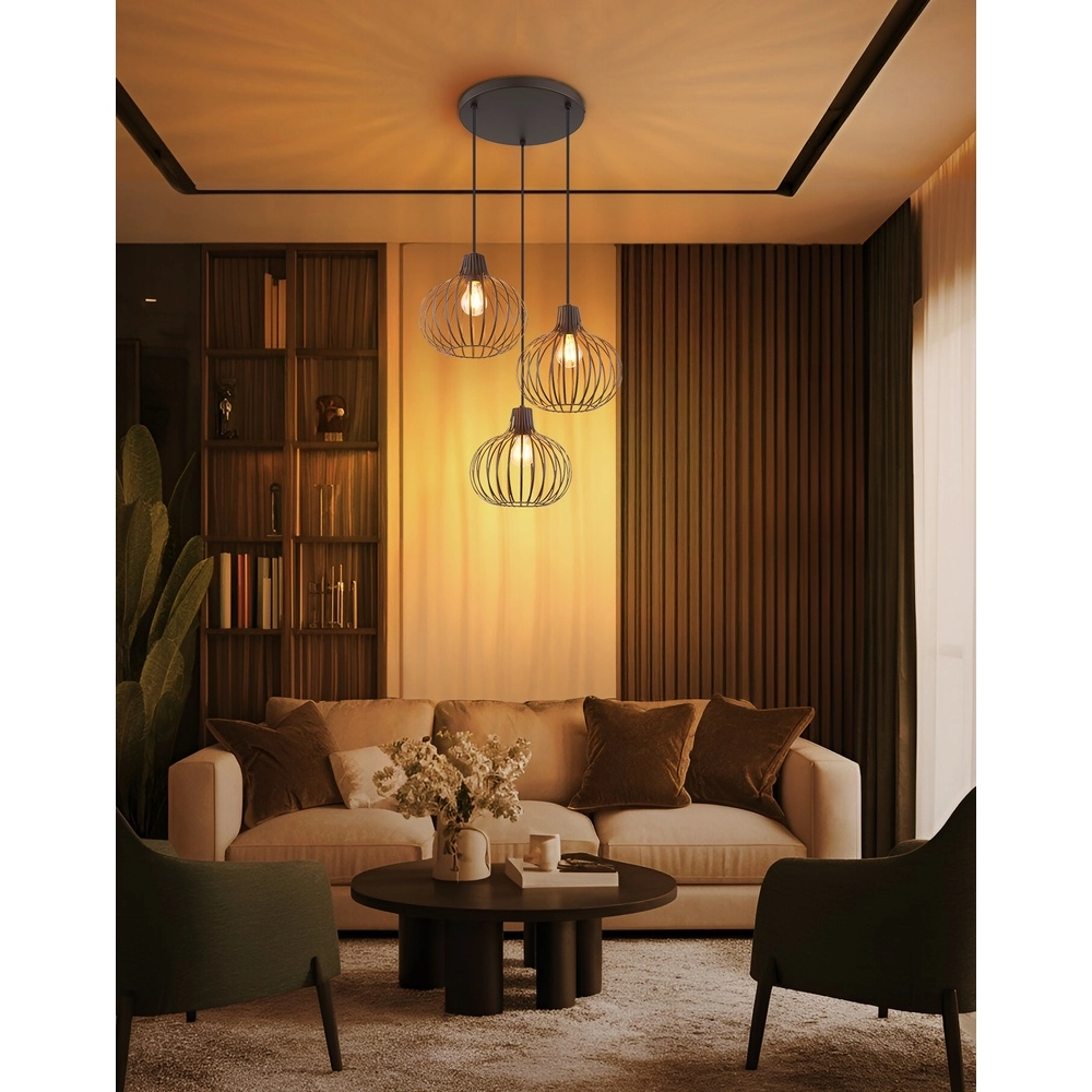 Design-Pendellampe Mateo 3-Licht Rust Briun Globo 9007371569144