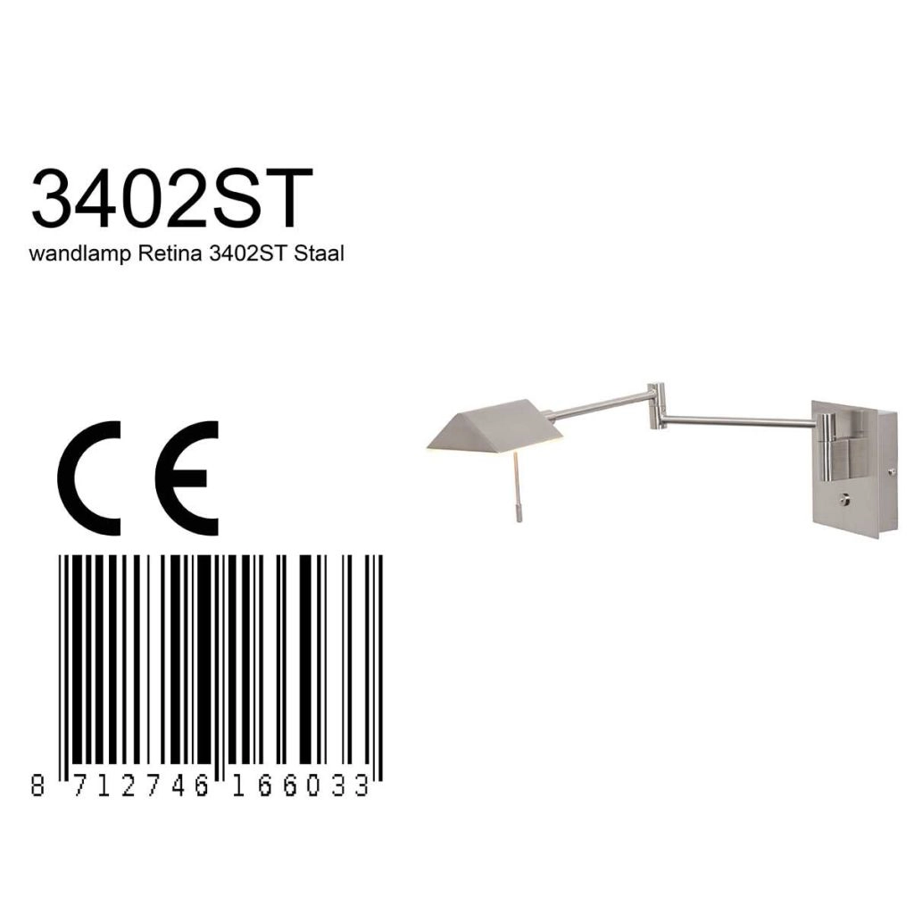 Wandleselampe Retina Metallgrau Steinhauer 8712746165098