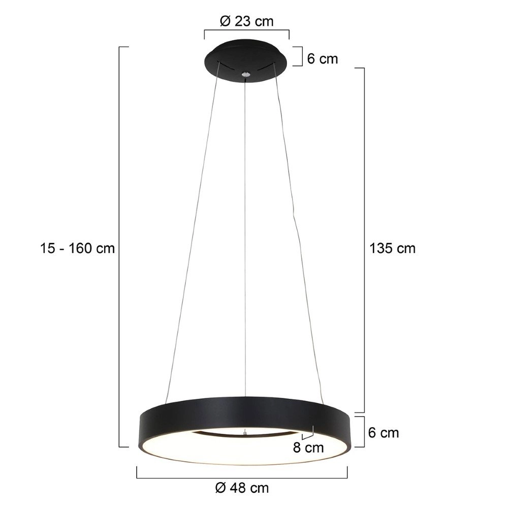 LED Hängelampe Ringlede Ø 48 cm schwarz Steinhauer 8712746132847