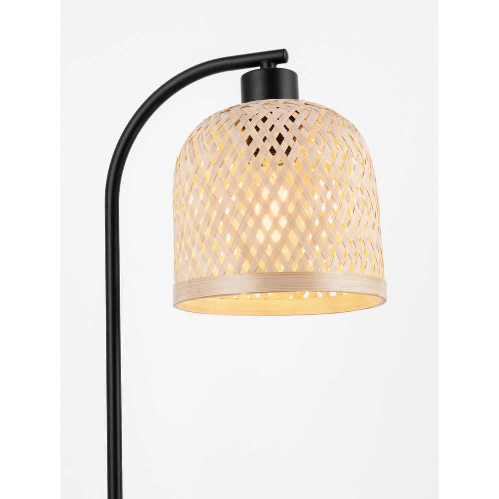 Tischlampe Intra schwarz mit Bambuskappe Lyora 5212017454805