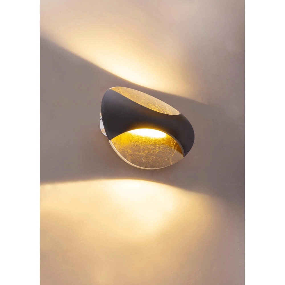 Design-Wandleuchte Alexandra schwarz mit gold Globo 9007371395453