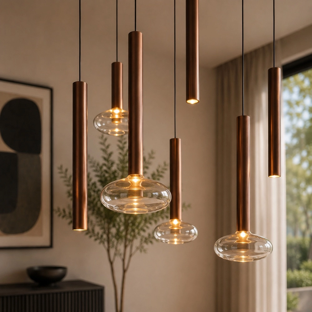 Pendellampe Veridian Coffee Brown mit Amber Glass Oval Brilliant 4004353476907