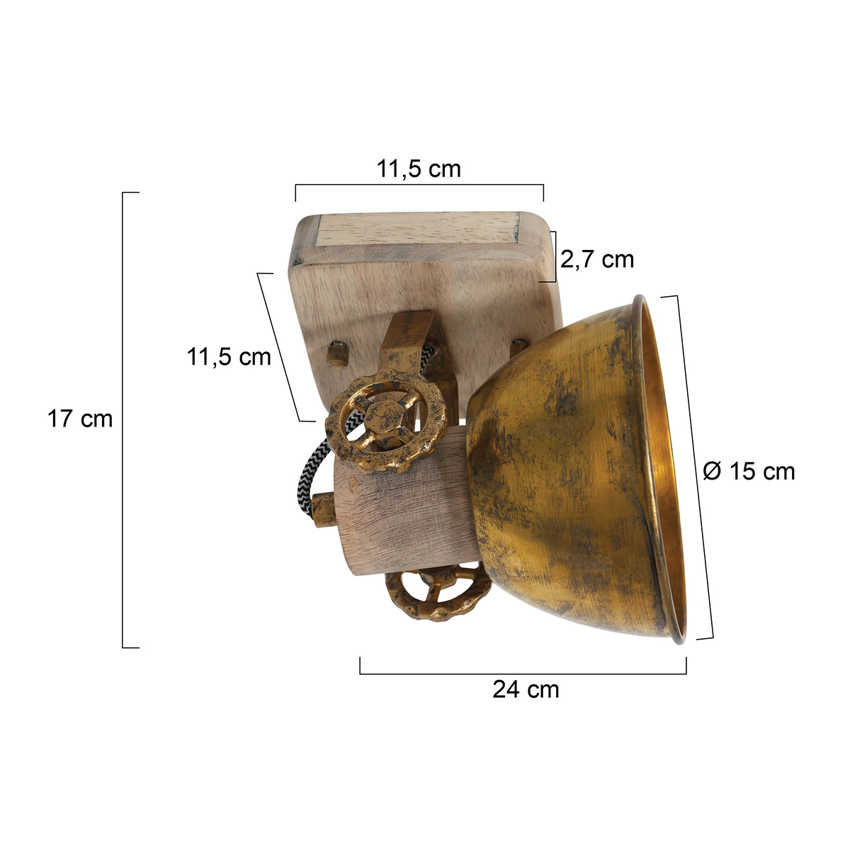 Industrielle Deckenleuchte Gearwood Bronze mit Holz Steinhauer 8712746135022