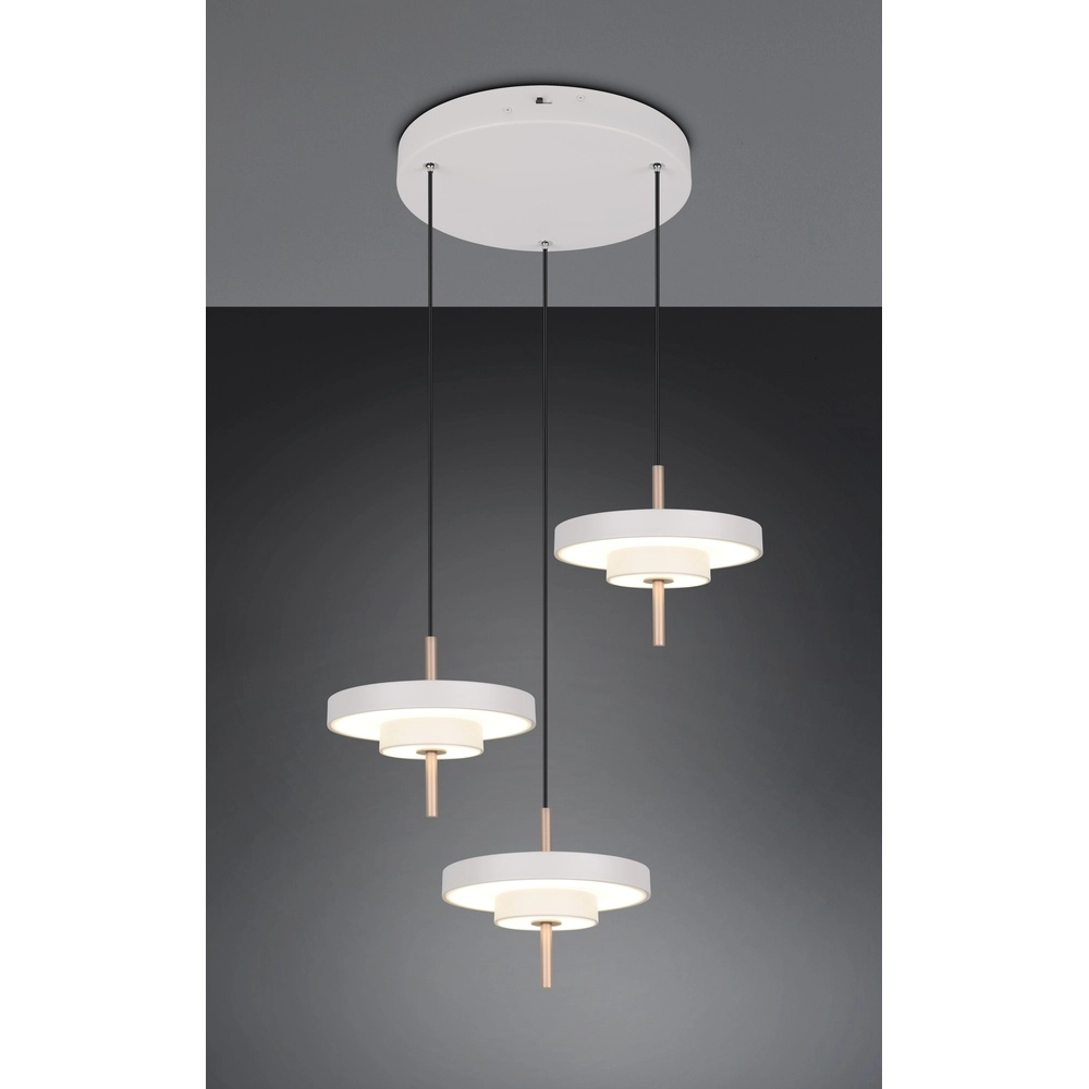 3-flammige Pendelleuchte Keaton Rund weiß Trio 4017807655407