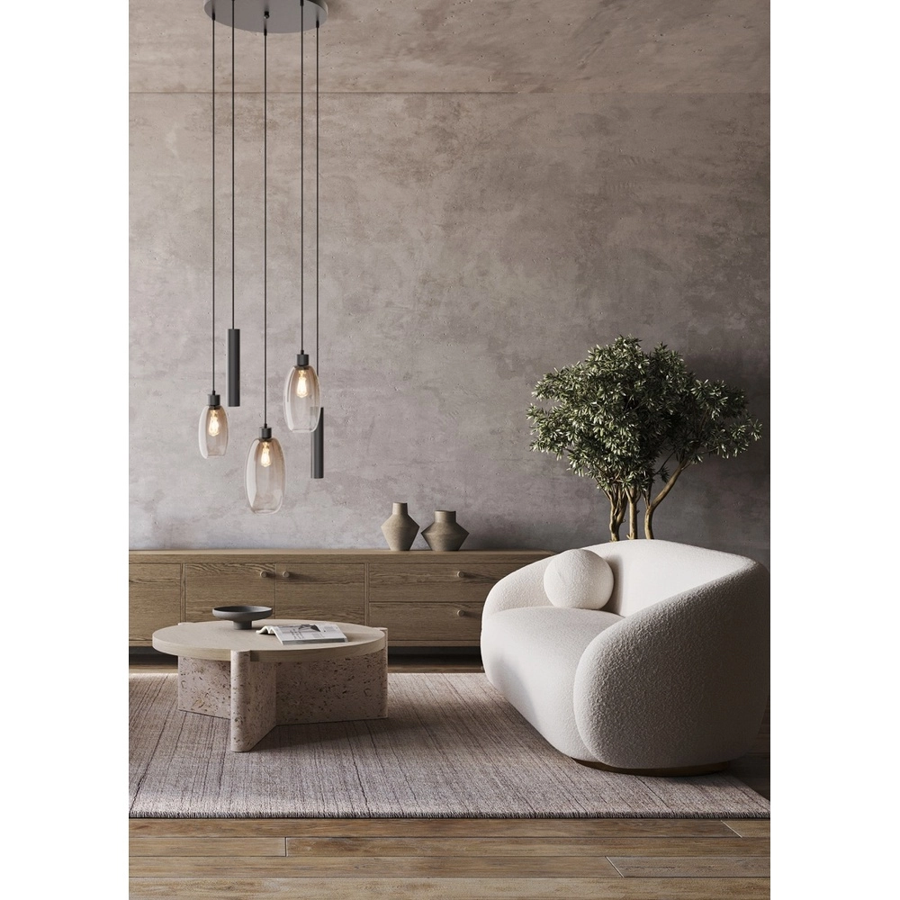 Vide Pendellampe Olive 3x Glas – 2x Run – schwarz – Ø50cm Masterlight 8718121394237