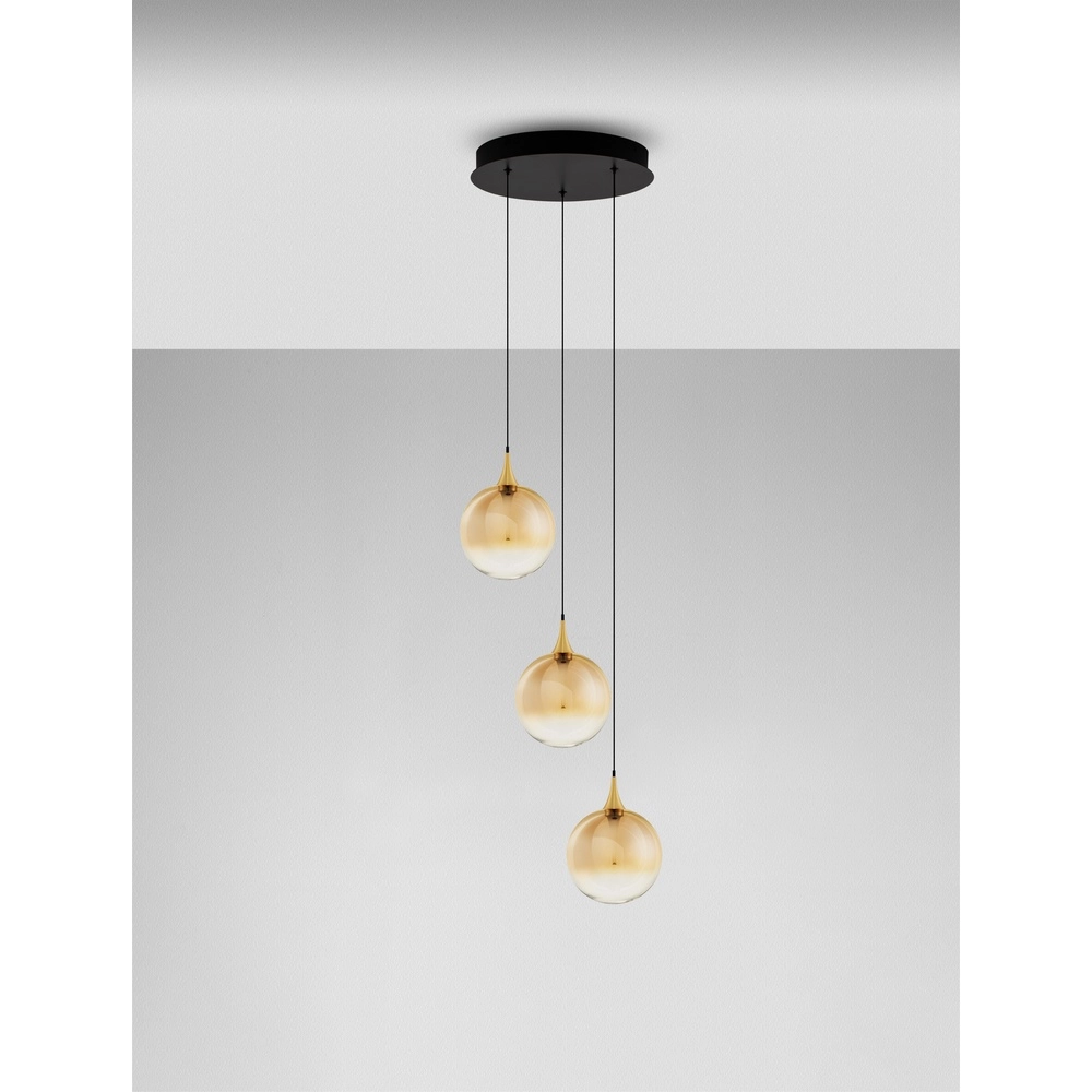 Pendelleuchte Orenda 3-flammiges Braunglas Lyora 5212017477637