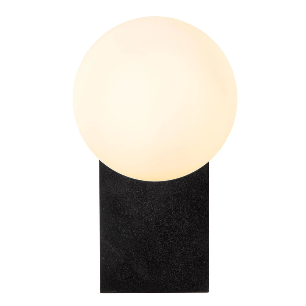 Wandlampe Tassa IP44 Schwarz mit weißer Kugel