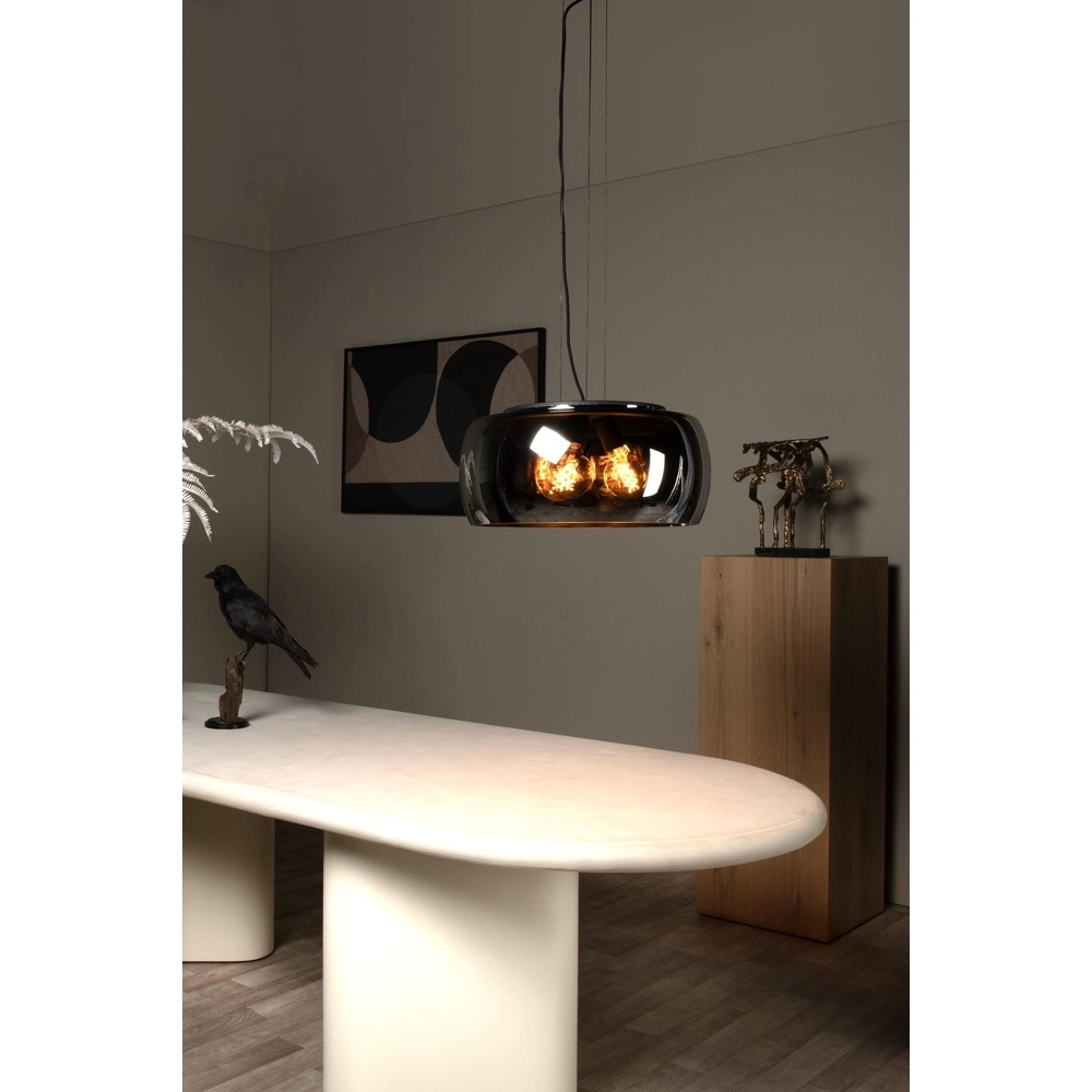 Design-Pendellampe Olivia Ø 50 cm schwarz mit Rauchglas Lucide 5411212452108