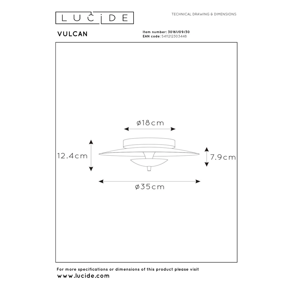 Design-Deckenlampe Vulcan Gold mit Schwarz Lucide 5411212303448