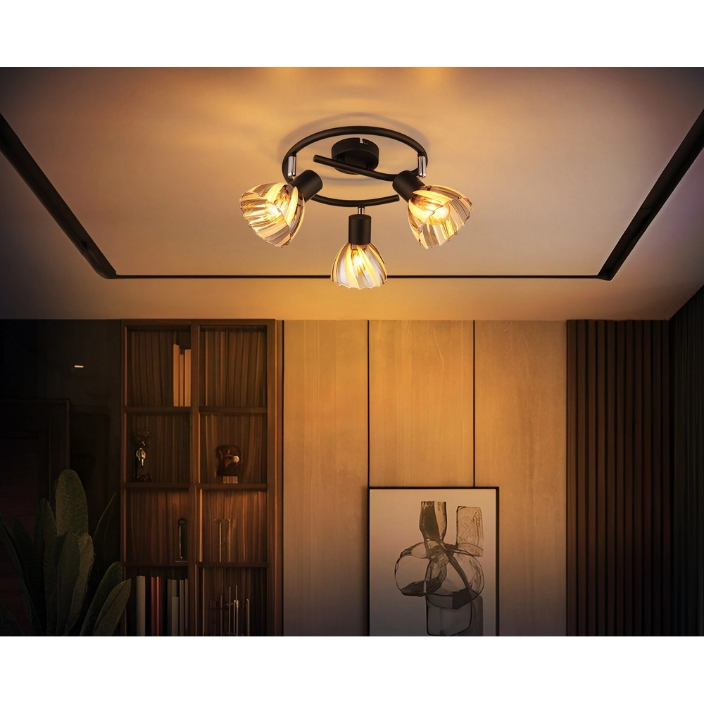 Deckenlampe 3-Leuchten Zachery Schwarz Globo 9007371525508
