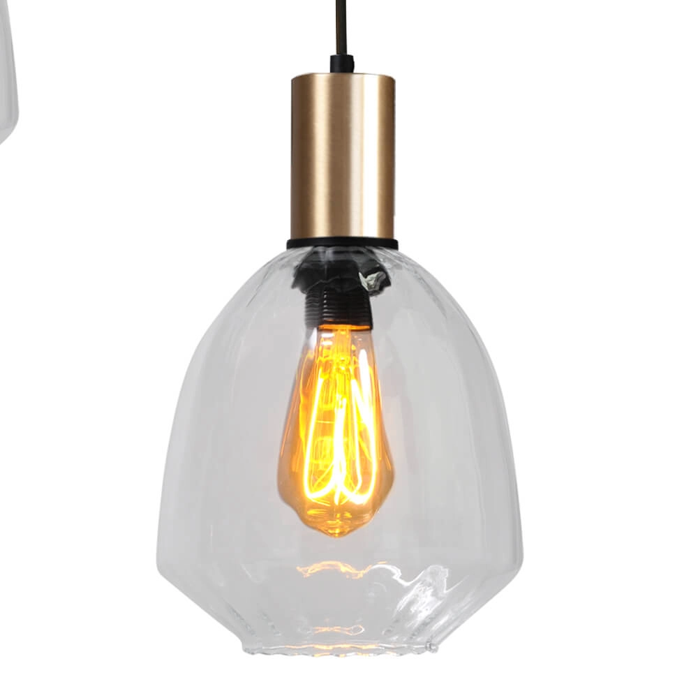 3-flammige Loft-Hängelampe - Gold - Porto mit klaren Nicolette-Gläsern Masterlight 8718121270883