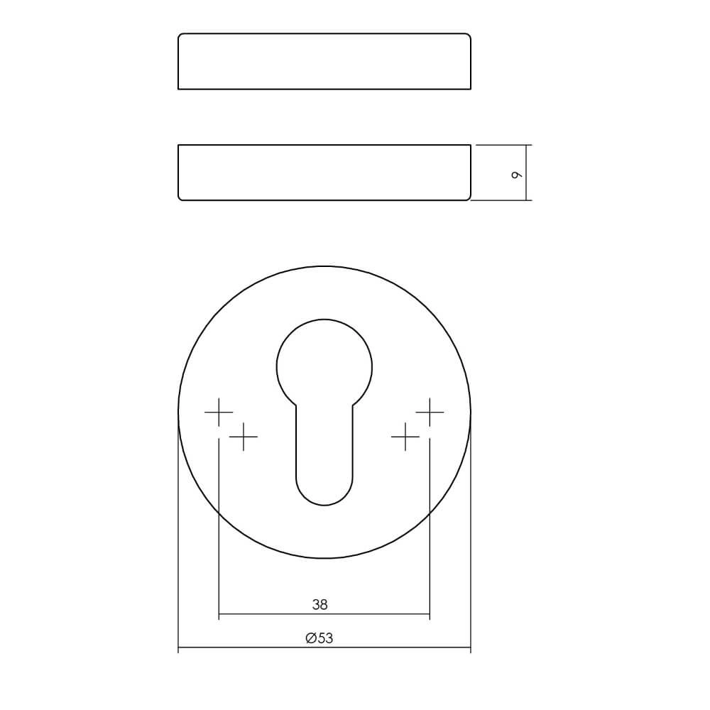 Set mit 2 Zylinder-Rosetten Tira rund Messing getrommelt Ø 53mm Intersteel 8714186696798