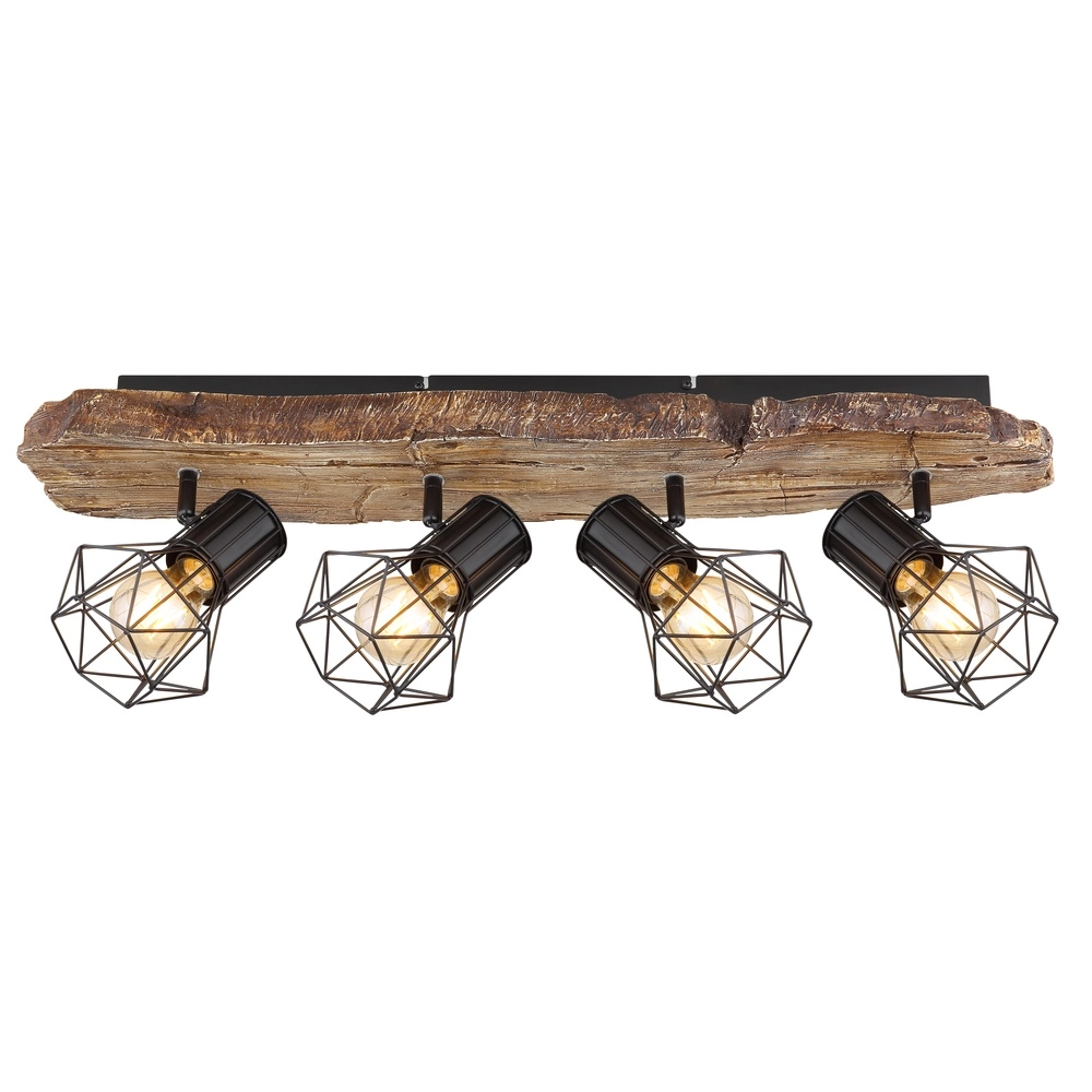 Deckenlampe Priska 4-hell schwarz mit Holz Globo 9007371430376