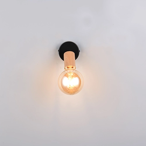 Deckenlampe Lamego Schwarz mit Holz Trio 4017807670851