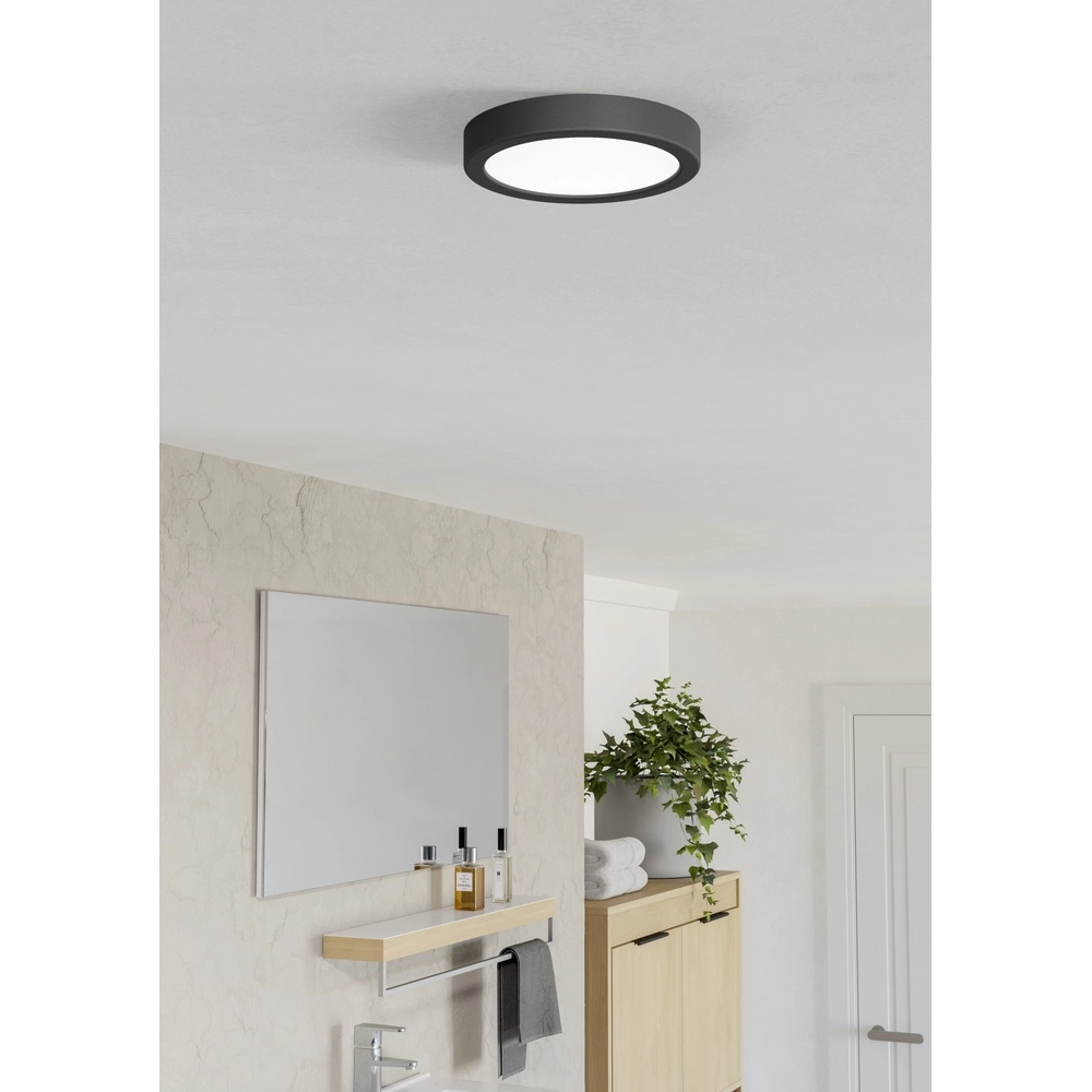 Deckenlicht IP44 Fueva 6 rund – schwarz – Ø 16,6 cm Eglo 9008606330300