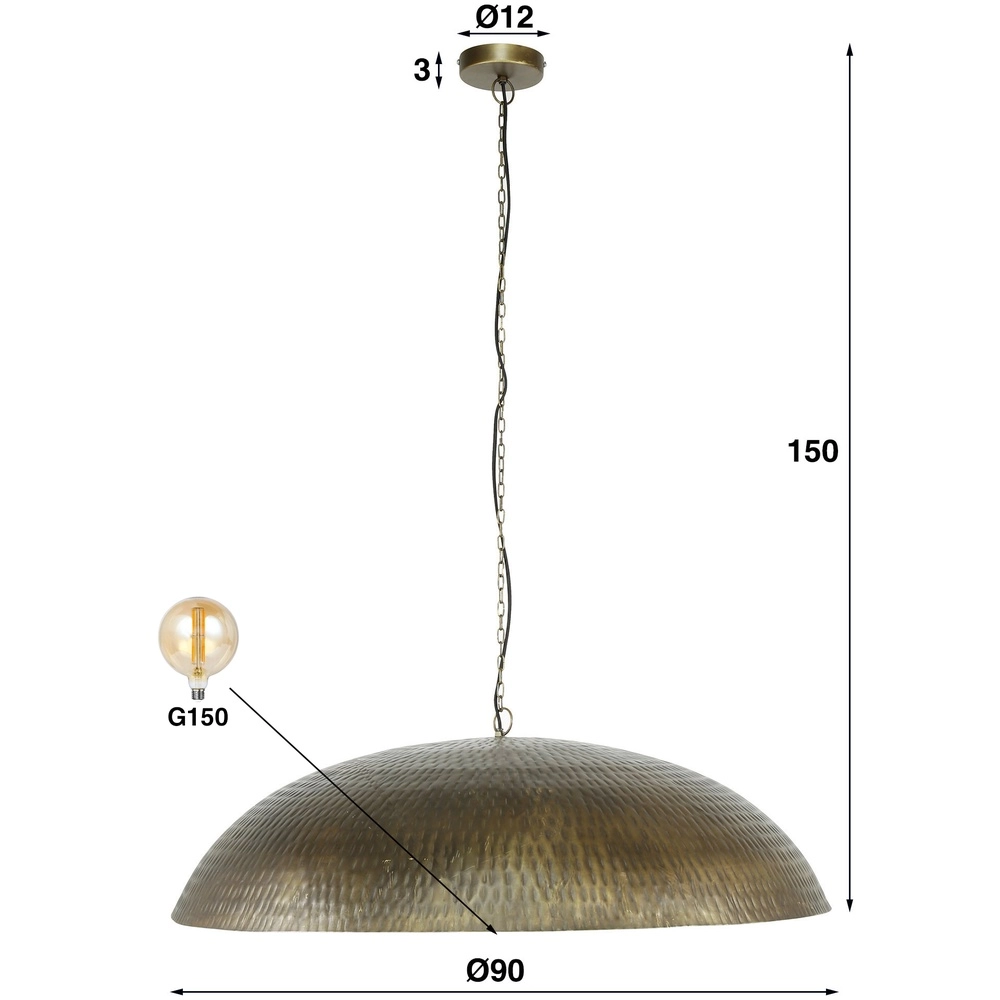 Metallrunde Pendellampe Cupola Ø 90 cm – Kupferbronze Lyora 8716803511064
