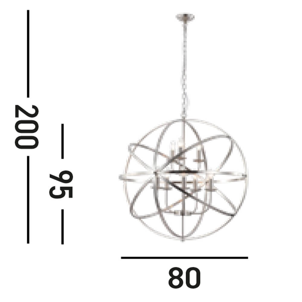 Antike Pendelleuchte Orbit 8-flammig silber Searchlight 5053423271934