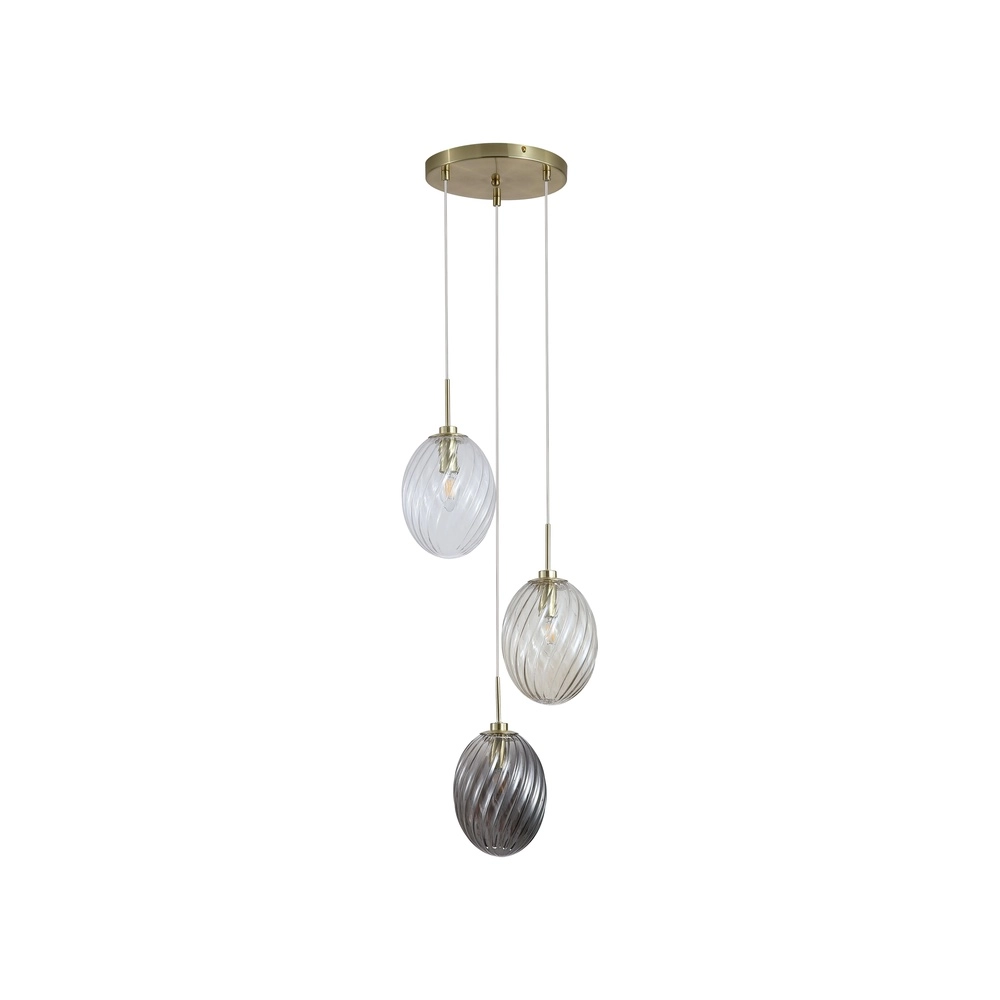 3-flammige Pendelleuchte Whirl rundes farbiges Glas Searchlight 5053423285924