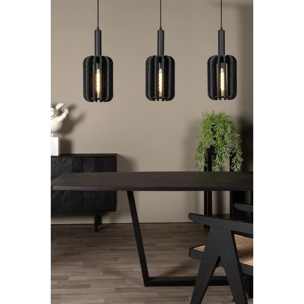 Elegante Pendellampe Rafal 3-hell schwarz mit Grau Lucide 5411212452771