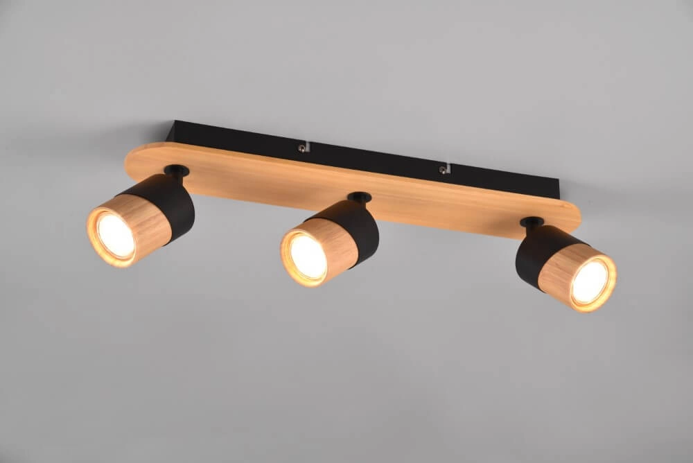 Deckenleuchte aus Holz mit Schwarz Aruni 3-flammig Trio 4017807562231