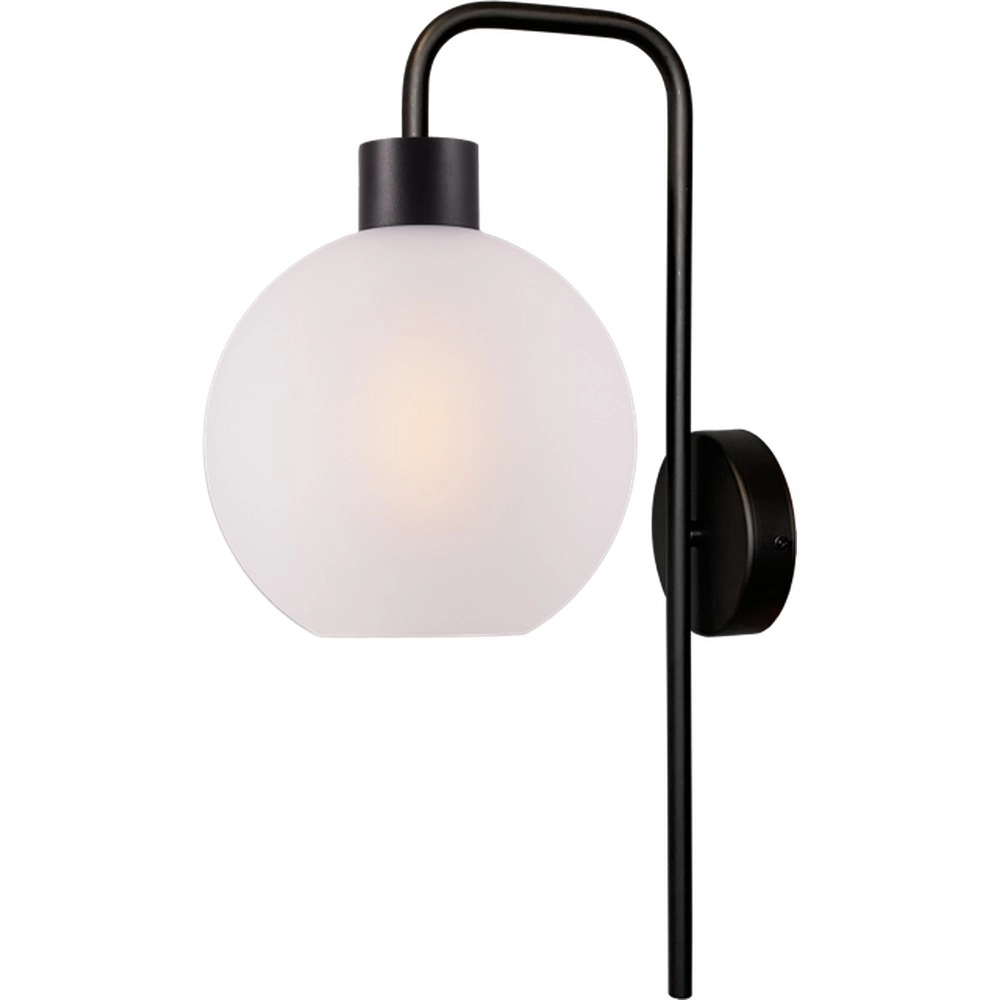 Wandlampe Lazise Schwarz mit weißem Glas