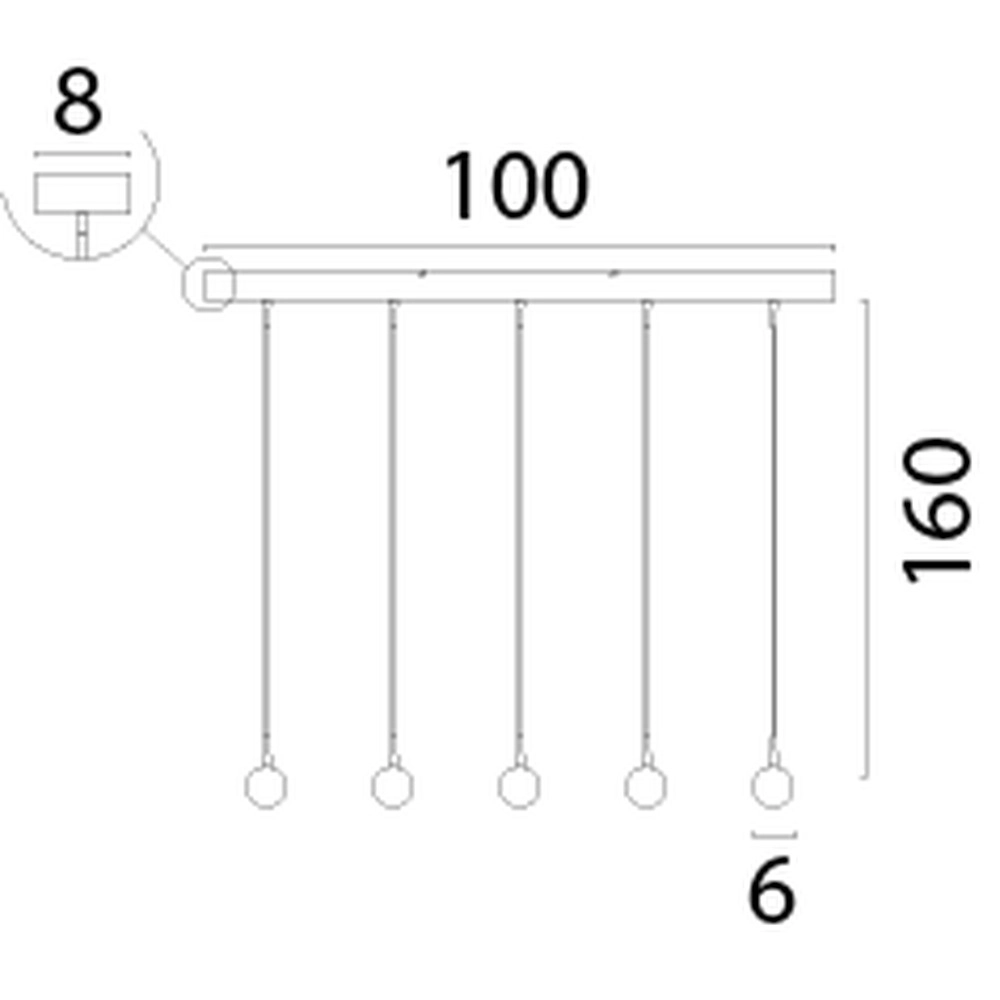 5-Licht Pendellampe Talana schwarz mit Nickel Ø6cm DTW Masterlight 8718121356570
