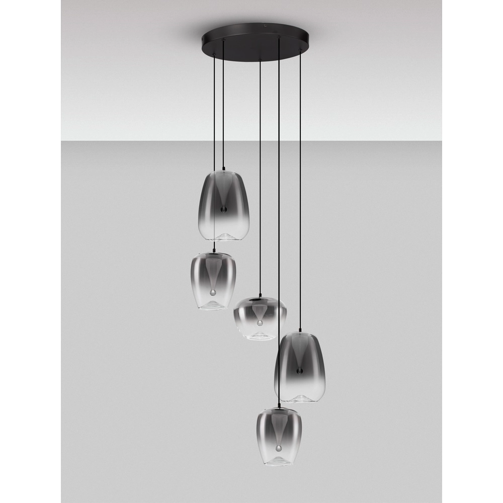 Design-Pendelleuchte Oblo 5-flammiges Rauchglas Lyora 5212017474148
