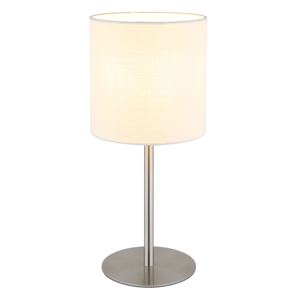 Tischlampe Benson Nickel mit weißer Kappe