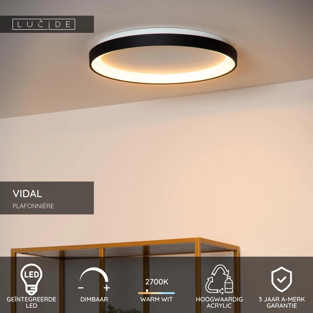 Deckenlicht Vidal Ø 48 cm schwarz Lucide 5411212460905