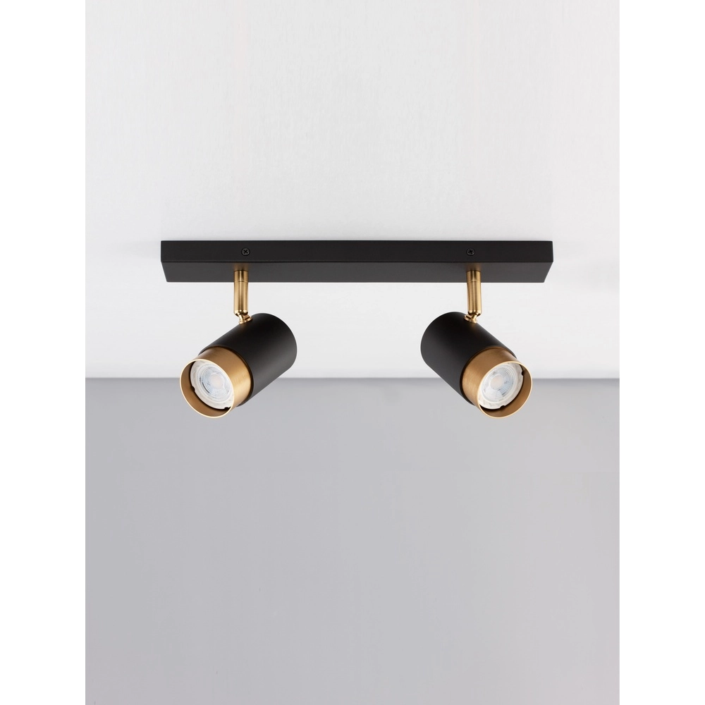 Deckenstrahler Pogno 2-flammig schwarz mit gold Lyora 5212017430847