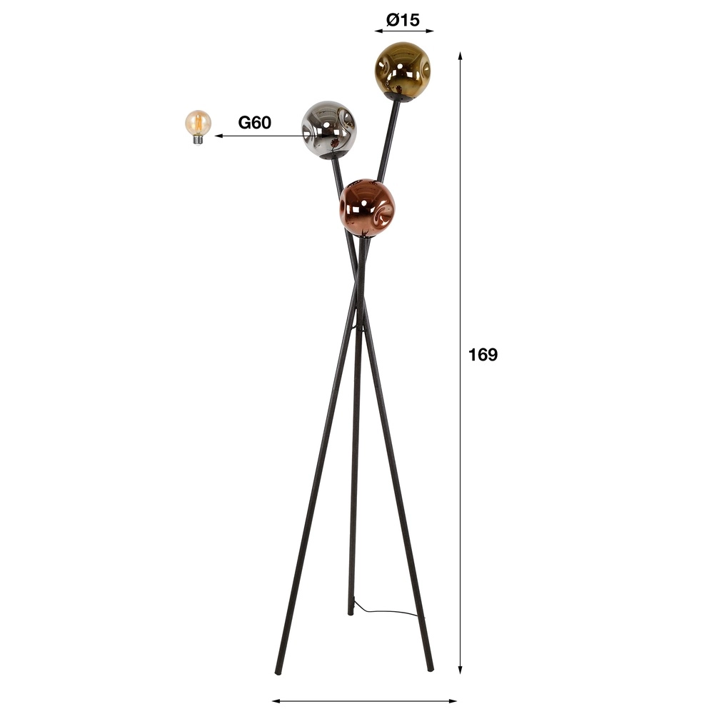 Stativ-Bodenlampe Molecule mit Glaskugeln Lyora 8716803512092