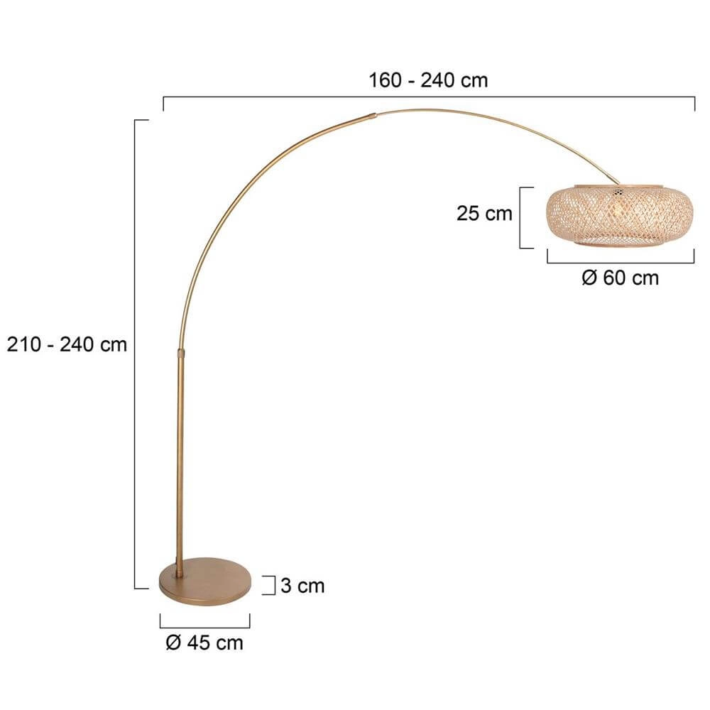 Bogenlampe Sparkled Light Bronze mit Bambusschirm Ø 45cm Steinhauer 8712746179903